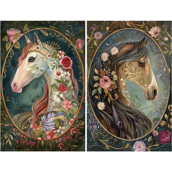 Papier de riz mûrier camée cheval A4 x6