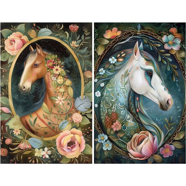 Papier de riz mûrier camée cheval A4 x6