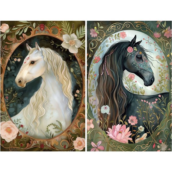 Papier de riz mûrier camée cheval A4 x6