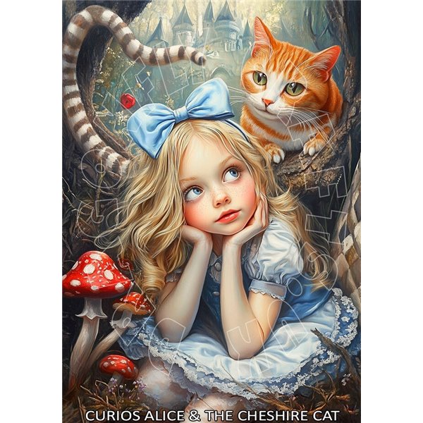 Papier de riz sans fibre Dragonfly A3 Curios Alice & the Cheshire Cat