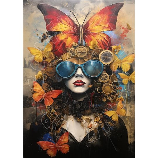 Papier de riz sans fibre Dragonfly A3 Miss Butterfly
