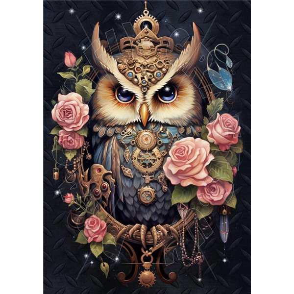 Papier de riz sans fibre Dragonfly A3 Steampunk Mrs Owl 1