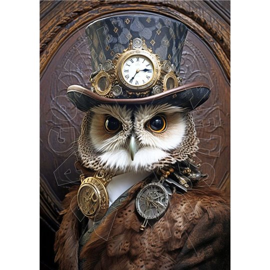 Papier de riz sans fibre Dragonfly A3 Steampunk Owl 2