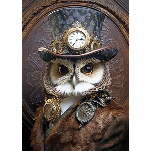 Papier de riz sans fibre Dragonfly A3 Steampunk Owl 2