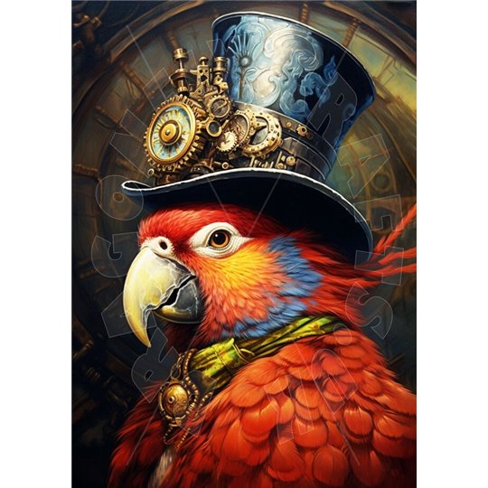 Papier de riz sans fibre Dragonfly A3 Steampunk Parrot 5