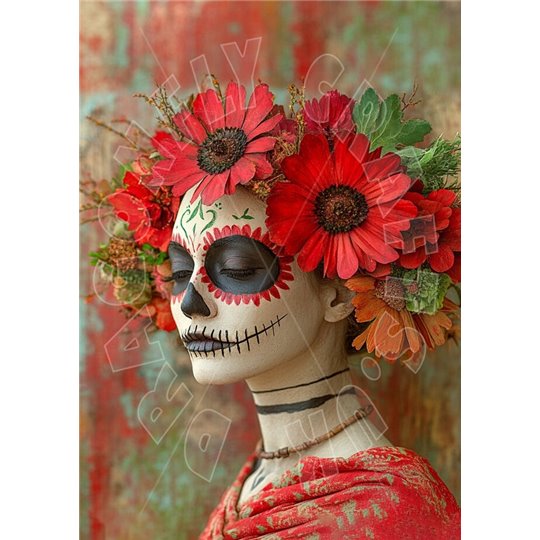 Papier de riz sans fibre Dragonfly A3 Sugar Skull 7