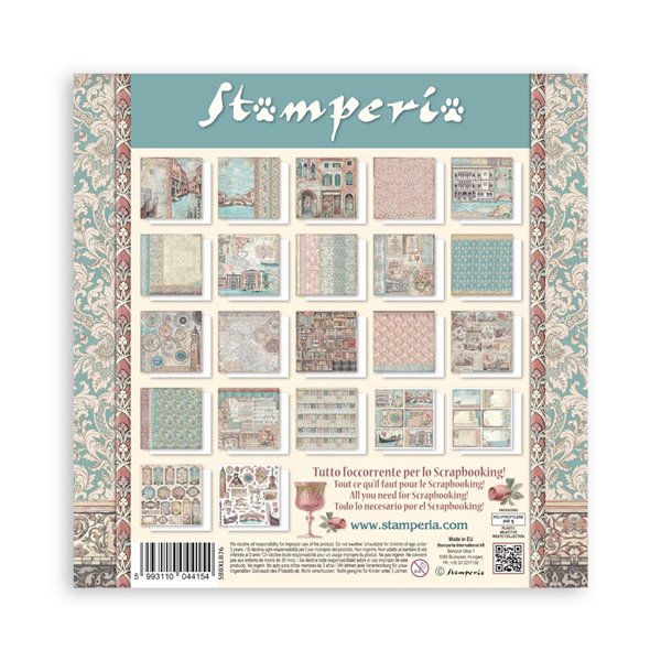 Papier scrapbooking assortiment Stamperia 22f 30x30 Venice City of Art