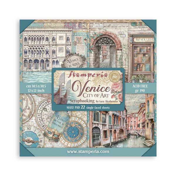 Papier scrapbooking assortiment Stamperia 22f 30x30 Venice City of Art