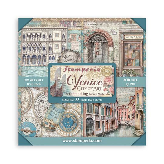 Papier scrapbooking assortiment Stamperia 22f 20x20 Face unique Venice City of Art