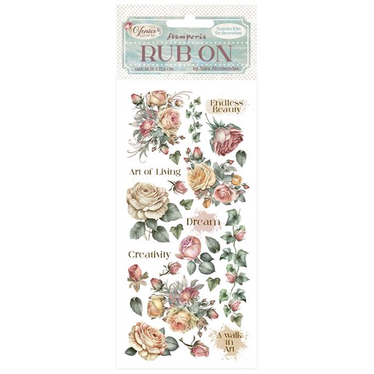 Transfert Rub-on sticker Venice City of Art roses Stamperia