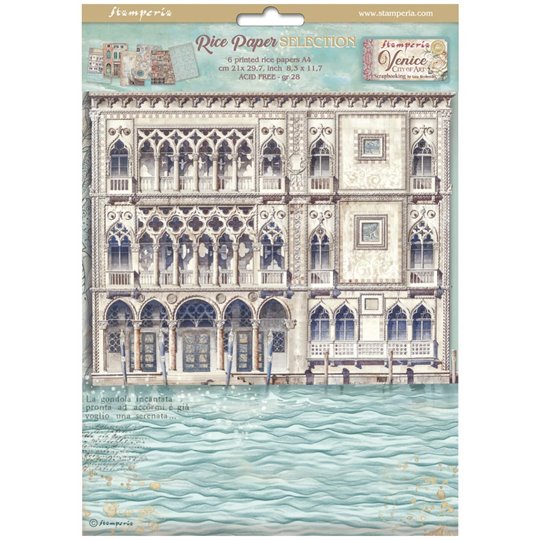 Kit 6 papiers de riz Stamperia Venice City of Art A4
