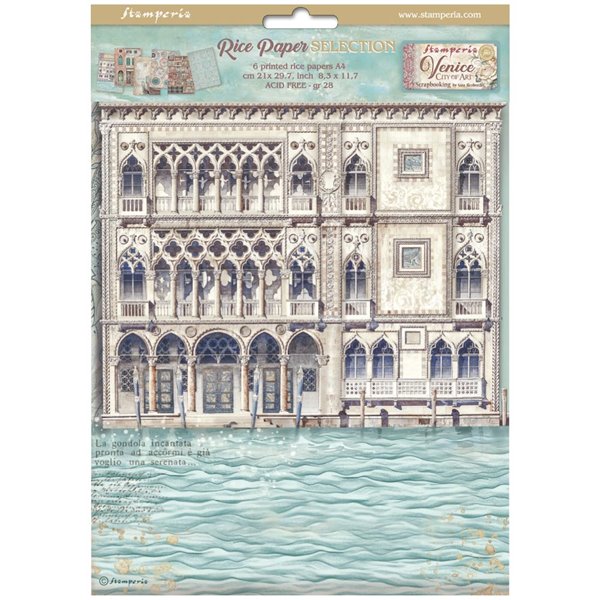 Kit 6 papiers de riz Stamperia Venice City of Art A4