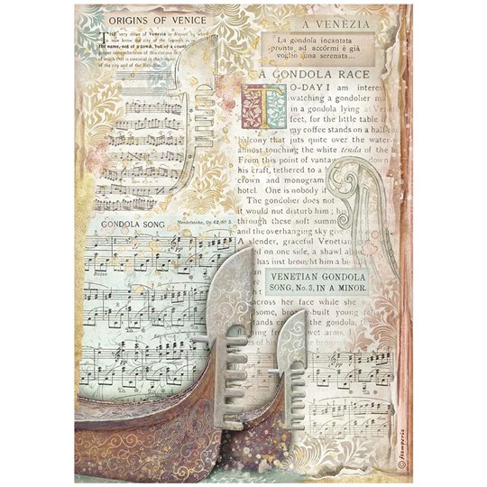 Papier de riz Stamperia Venice City of Art gondole A4