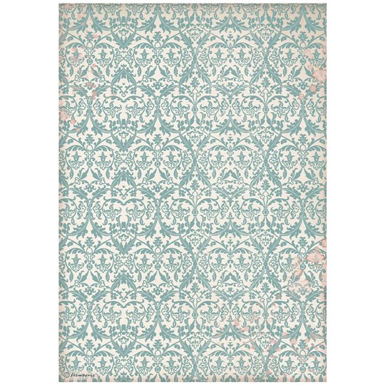 Papier de riz Stamperia Venice City of Art tapisserie turquoise A4
