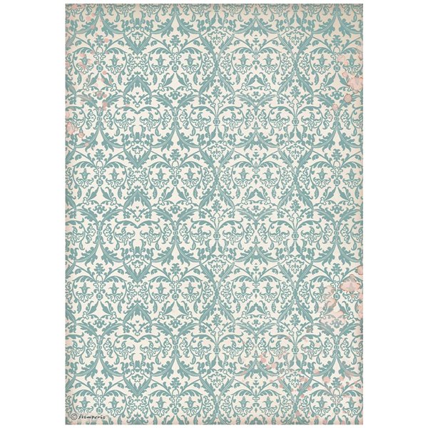 Papier de riz Stamperia Venice City of Art tapisserie turquoise A4