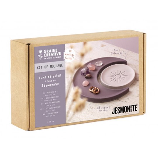 Kit débutant Jesmonite AC100 poudre et liquide avec lune et soleil