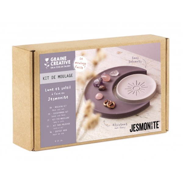 Kit débutant Jesmonite AC100 poudre et liquide avec lune et soleil