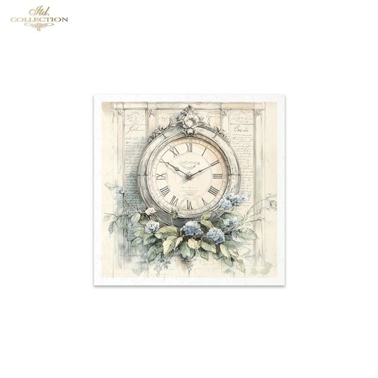Set de 6 Papiers de riz assortiment Horloge 15x15cm