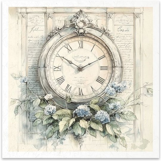 Set de 6 Papiers de riz assortiment Horloge 15x15cm