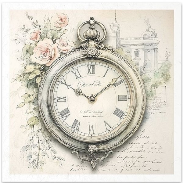 Set de 6 Papiers de riz assortiment Horloge 15x15cm
