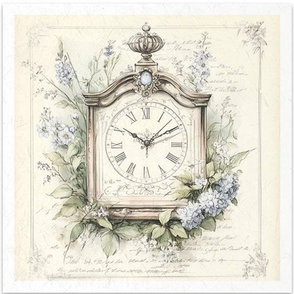 Set de 6 Papiers de riz assortiment Horloge 15x15cm