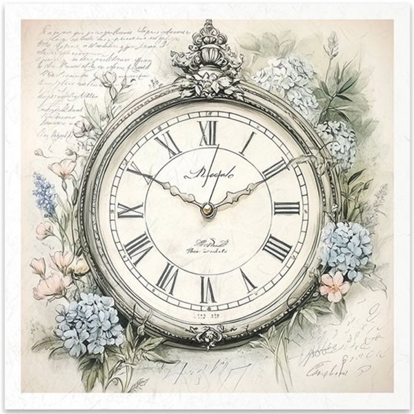 Set de 6 Papiers de riz assortiment Horloge 15x15cm