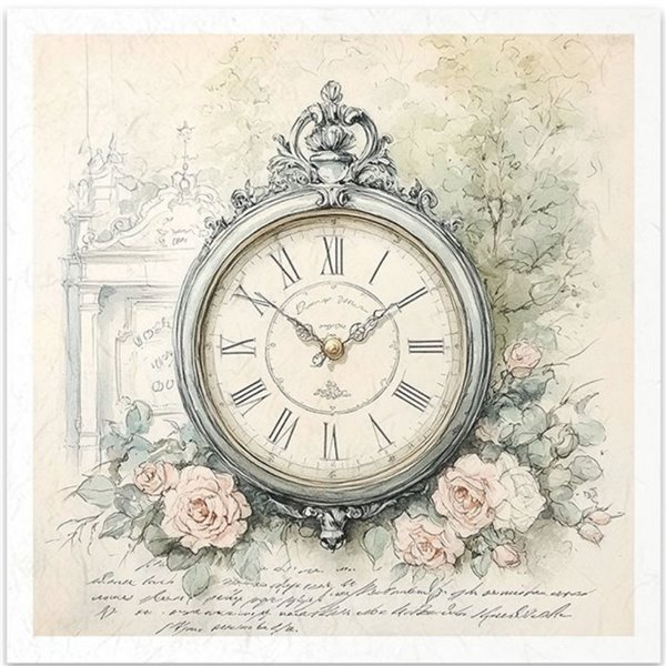 Set de 6 Papiers de riz assortiment Horloge 15x15cm
