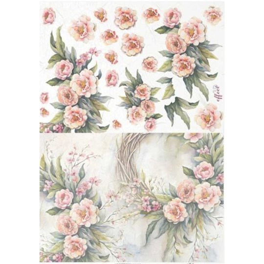 Papier de riz Roses A4