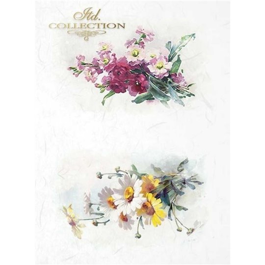 Papier de riz floral printemps camomile A3