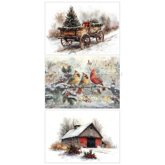 Papier fibre découpage Noël Christmas In The Countryside Redesign A3