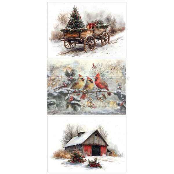 Papier fibre découpage Noël Christmas In The Countryside Redesign A3