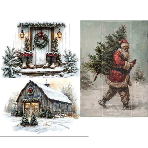 Papier fibre découpage Noël Santa’s Woodland Stroll Redesign A3