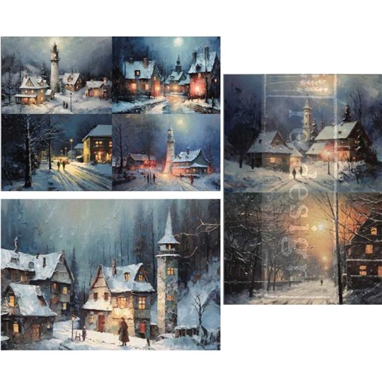 Papier fibre pour découpage Redesign A3 Noël Snowy Twilight