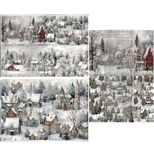 Papier fibre découpage Redesign A3 Noël Silent Night Snow Village