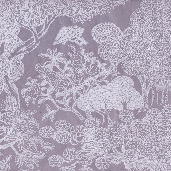 Papier népalais lokta LamaLi Kongpo lavende motifs blanc