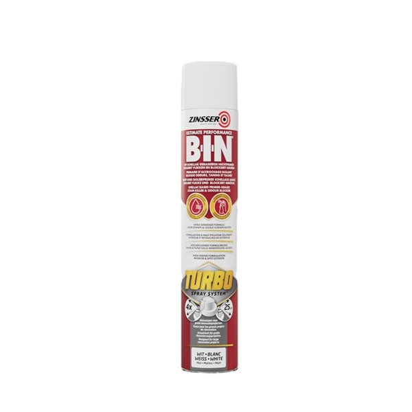 Anti tanin BIN Zinsser Turbo Spray 750ml  Résine shellac blanc int. anti-odeur