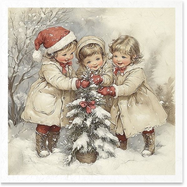Set de 6 Papiers de riz assortiment Enfance de Noel 15x15cm