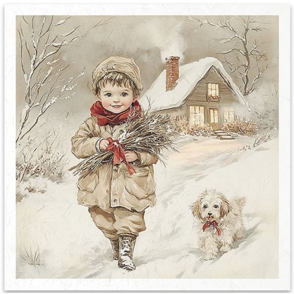 Set de 6 Papiers de riz assortiment Enfance de Noel 15x15cm