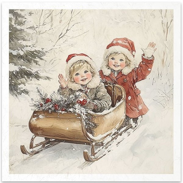 Set de 6 Papiers de riz assortiment Enfance de Noel 15x15cm