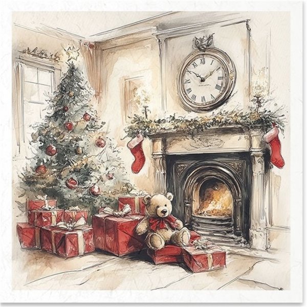 Set de 6 Papiers de riz assortiment Décor de Noël traditionnel 15x15cm