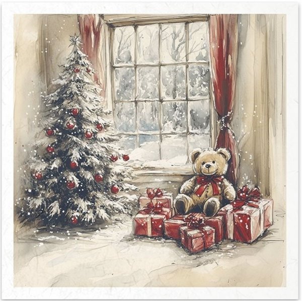 Set de 6 Papiers de riz assortiment Décor de Noël traditionnel 15x15cm