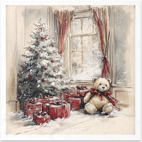 Set de 6 Papiers de riz assortiment Décor de Noël traditionnel 15x15cm