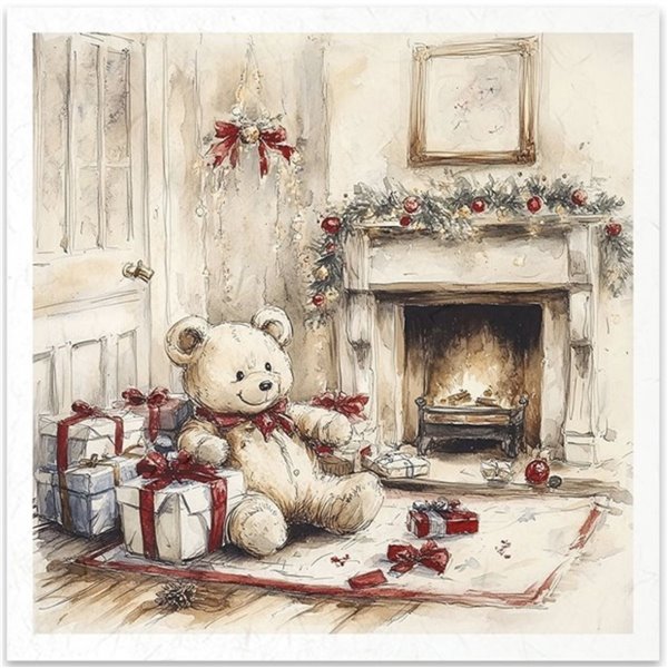 Set de 6 Papiers de riz assortiment Décor de Noël traditionnel 15x15cm