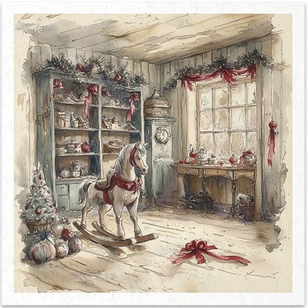 Set de 6 Papiers de riz assortiment Décor de Noël traditionnel 15x15cm
