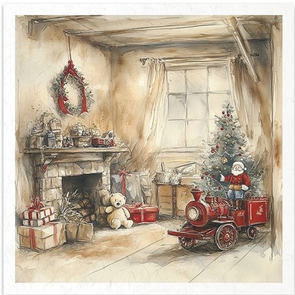 Set de 6 Papiers de riz assortiment Décor de Noël traditionnel 15x15cm