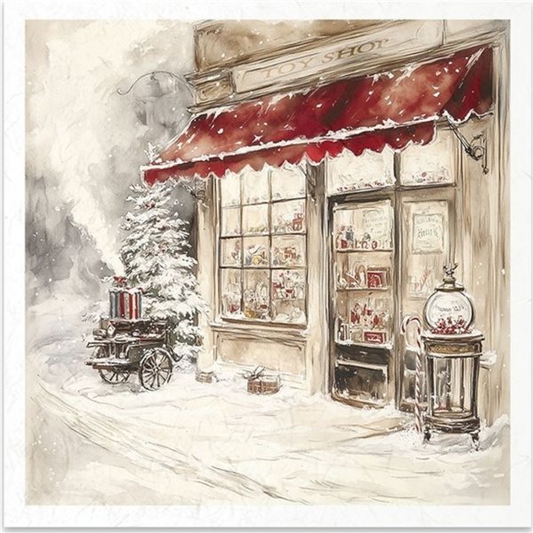 Set de 6 Papiers de riz assortiment Atelier du Père Noël 15x15cm