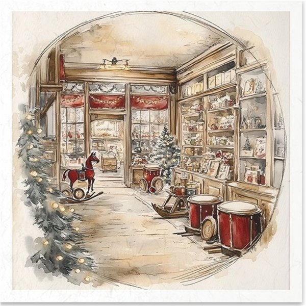 Set de 6 Papiers de riz assortiment Atelier du Père Noël 15x15cm