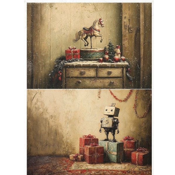 Papier de riz Noël Rétro A4 