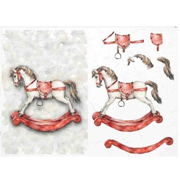 Papier de riz Cheval de Noël A4 
