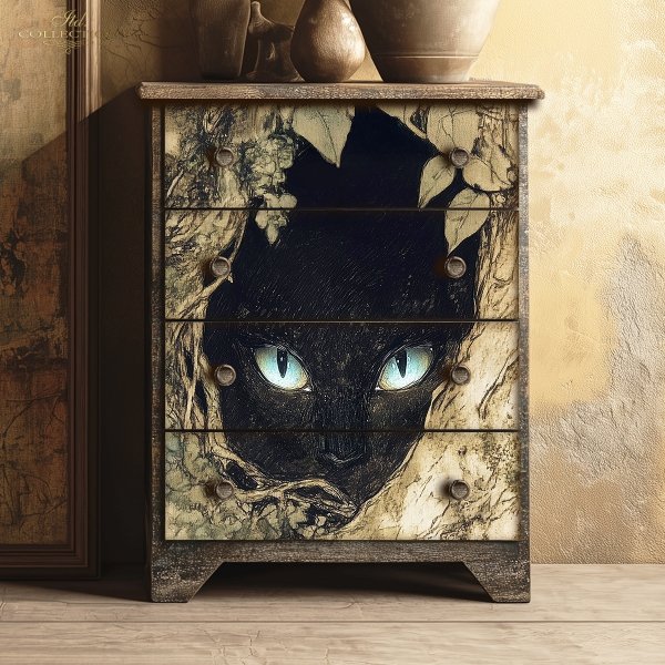 Papier de riz mûrier chat 57x41cm